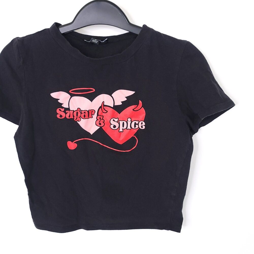 Fashion Nova Shirt Womens Medium Cropped Y2K Top Short Sleeve Sexy Baby Tee - Picture 8 of 9